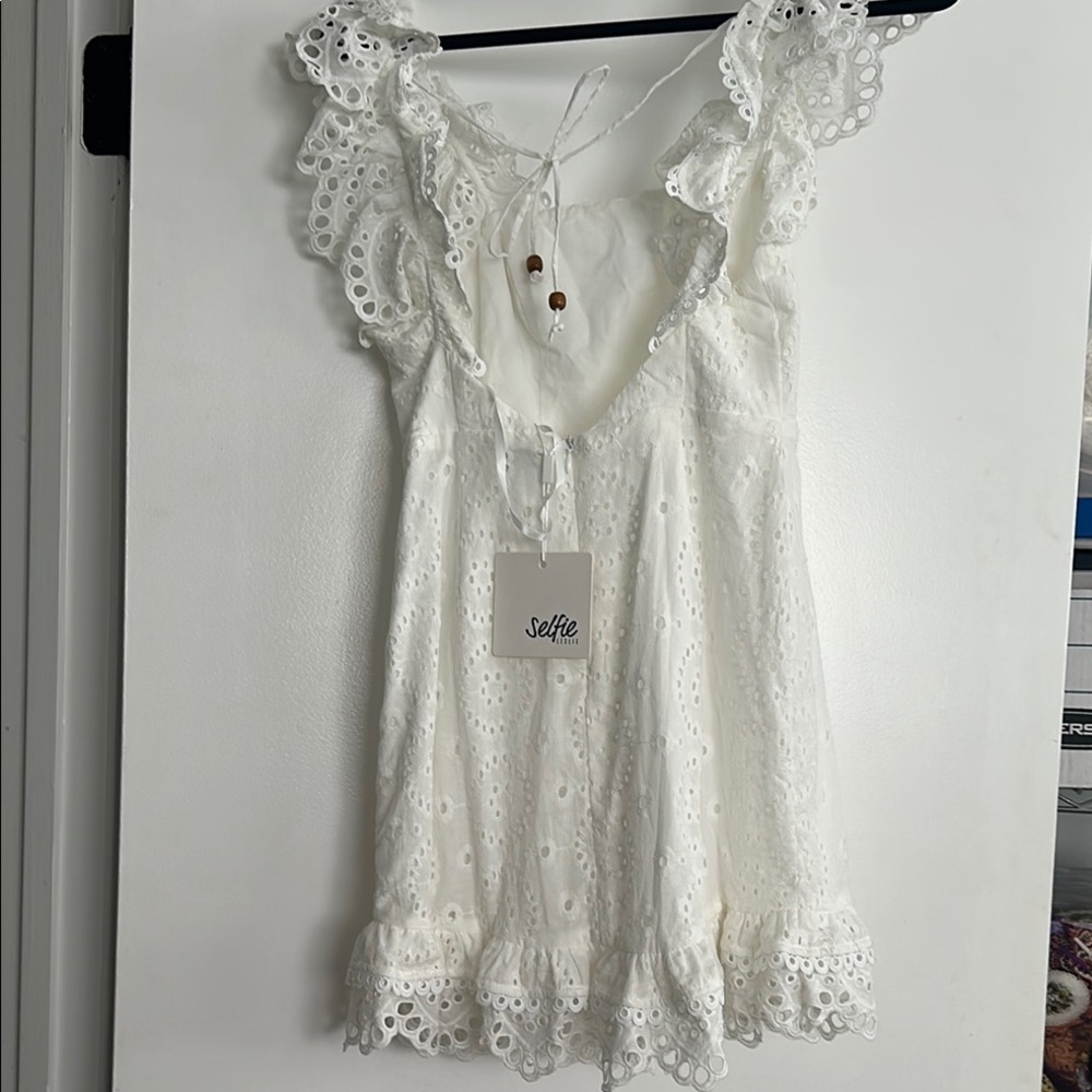 Selfie Leslie White Eyelet Mini Dress